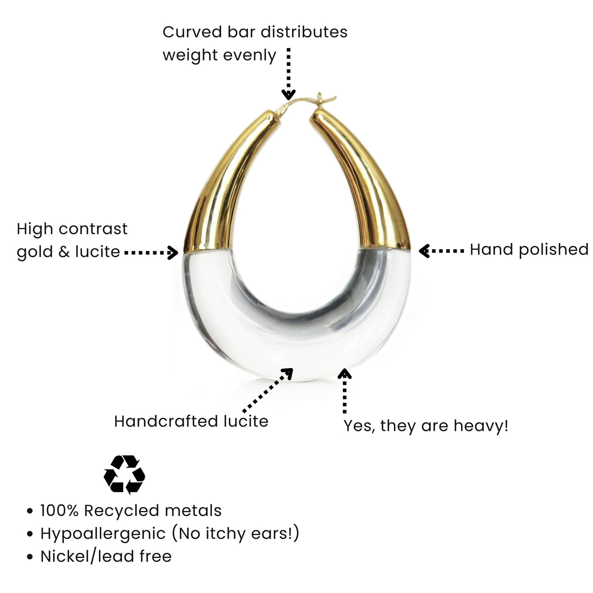 XL Clear Chunky Bucket Hoop Earrings