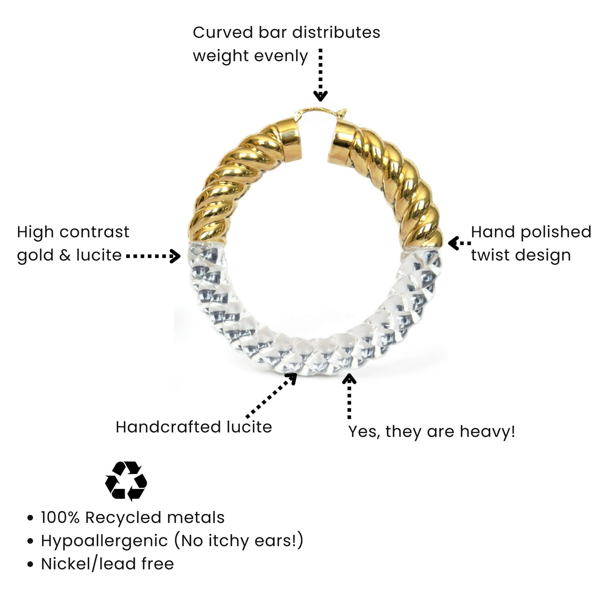 XL Clear Chunky Rope Hoop Earrings