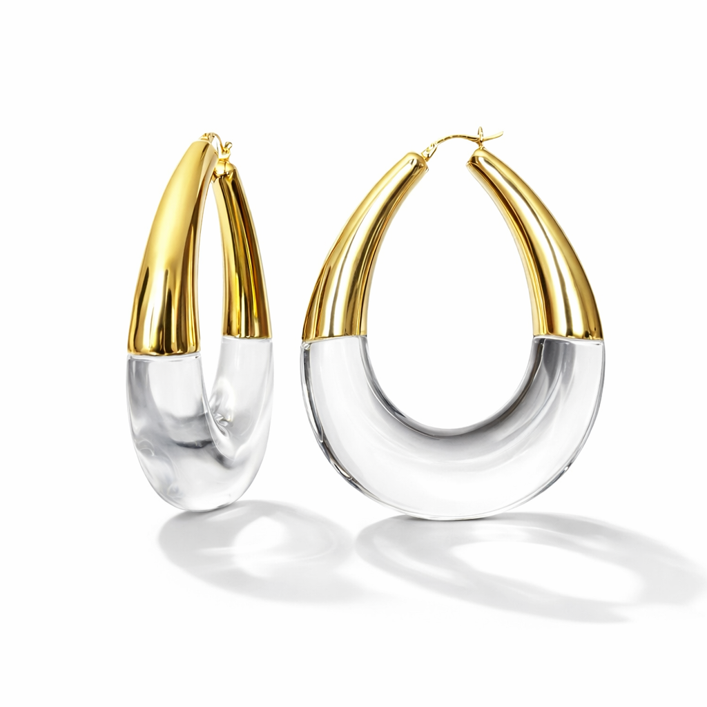 XL Clear Chunky Bucket Hoop Earrings