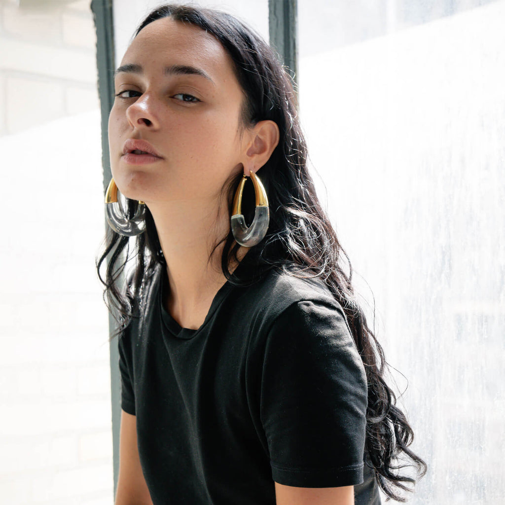 XL Clear Chunky Bucket Hoop Earrings