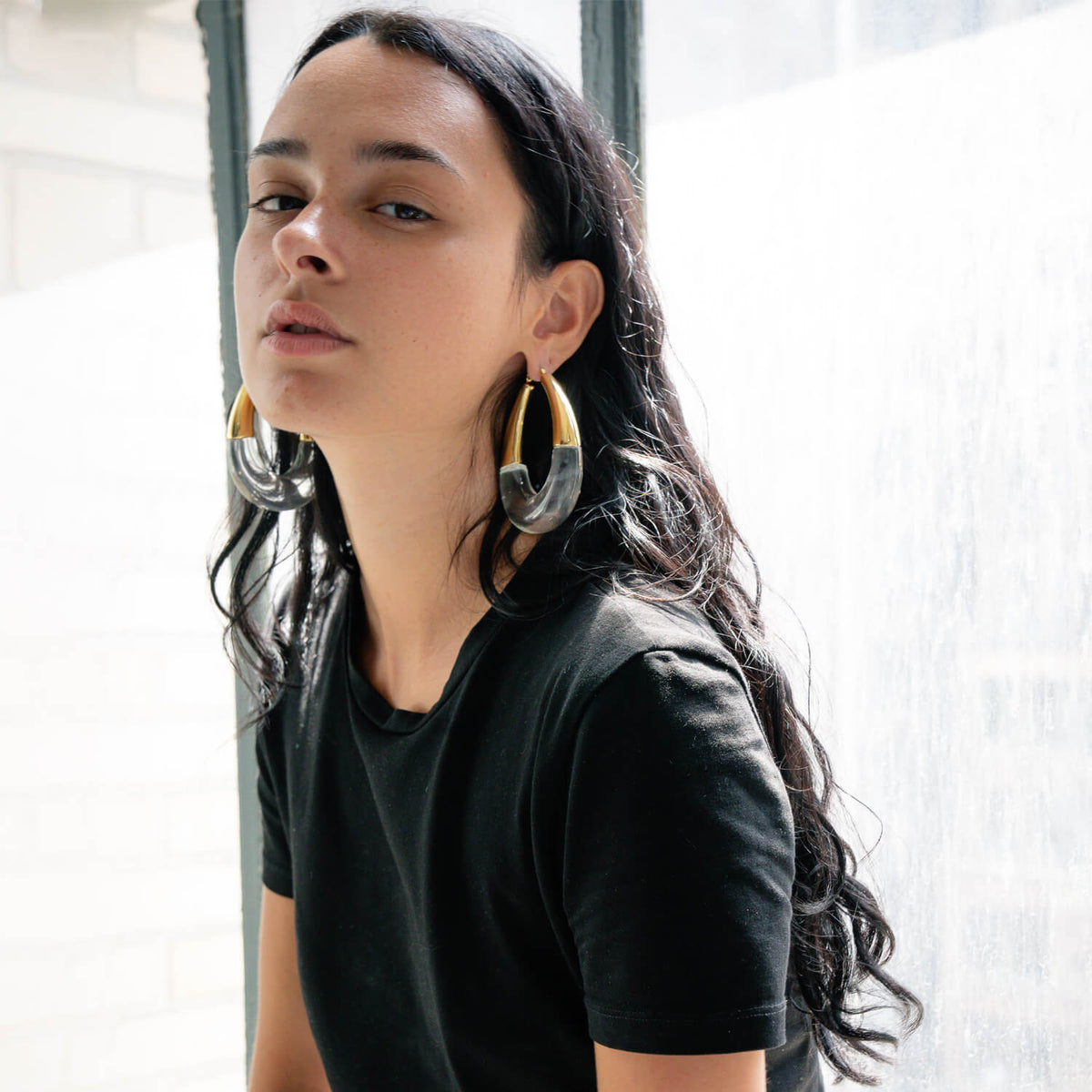 XL Clear Chunky Bucket Hoop Earrings
