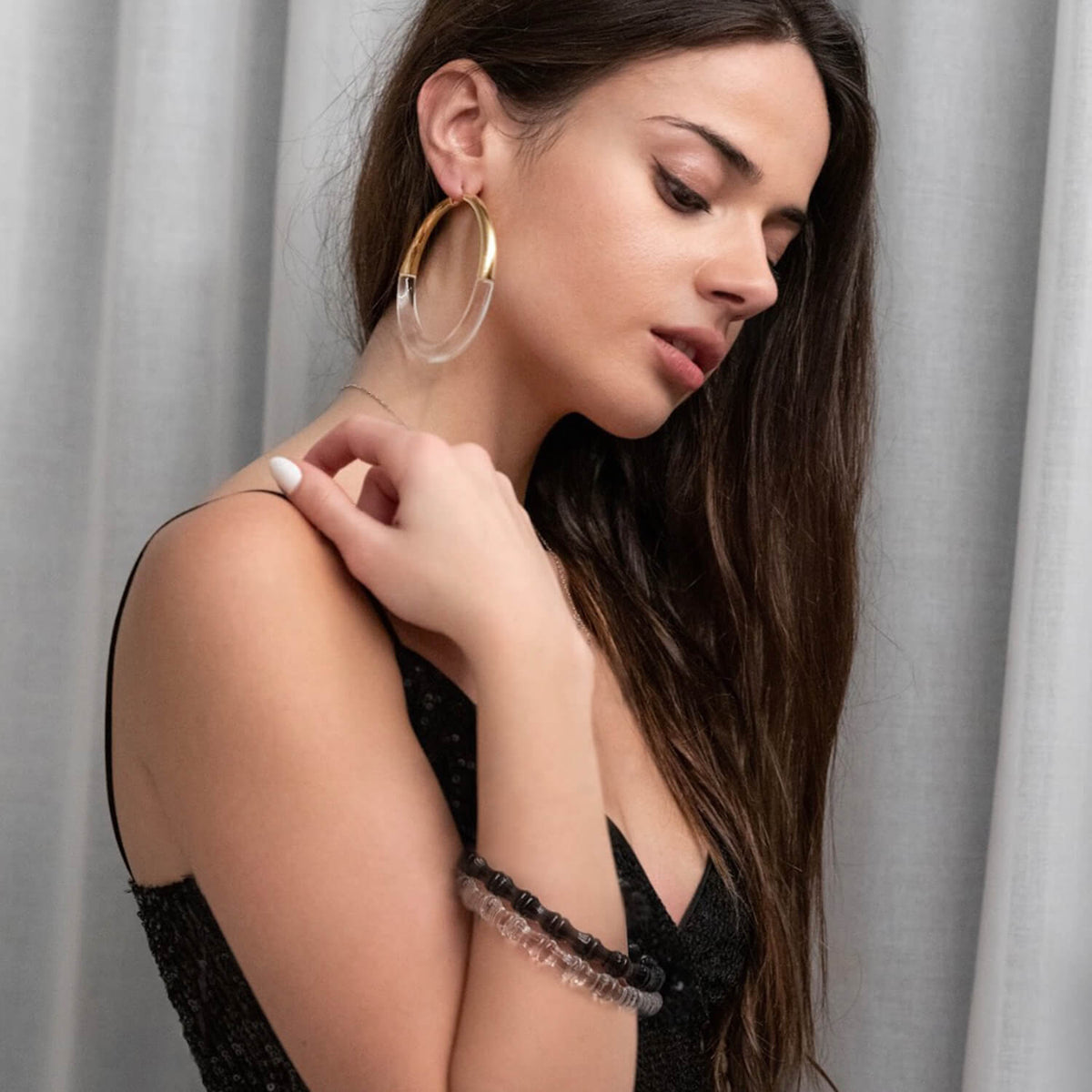 XL Clear Chunky Graduated Hoop Earrings