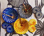 Large Blue White Woven African Basket