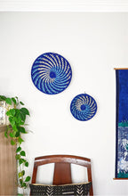 Blue White Woven African Wall Storage Baskets Set of 2