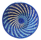 Large Blue White Woven African Basket