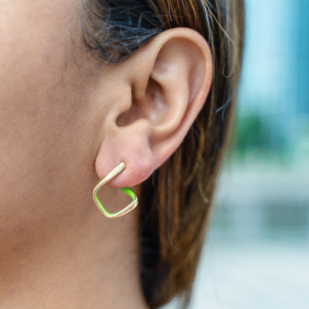 Square Enamel Huggie Hoop Earrings