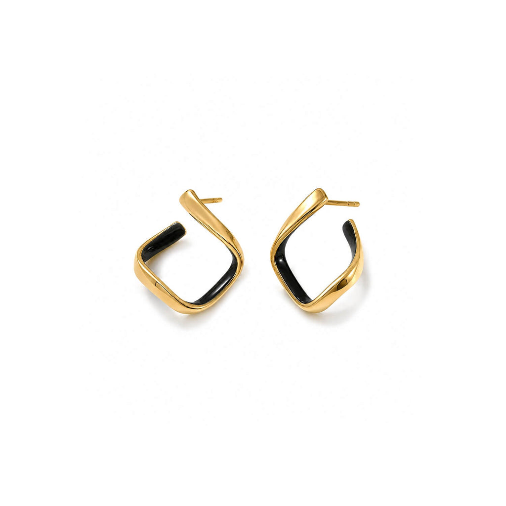 Square Enamel Huggie Hoop Earrings