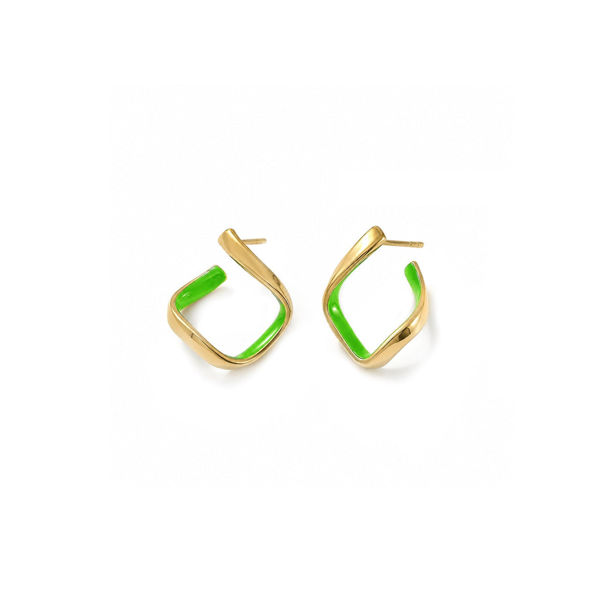 Square Enamel Huggie Hoop Earrings