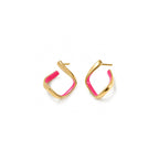 Square Enamel Huggie Hoop Earrings