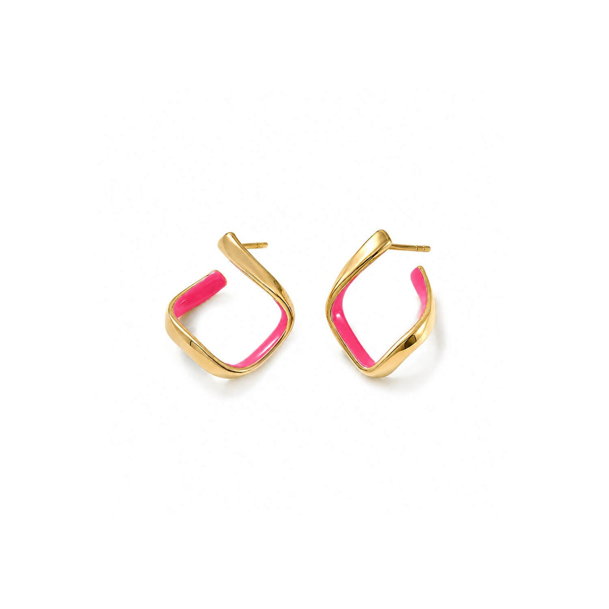 Square Enamel Huggie Hoop Earrings