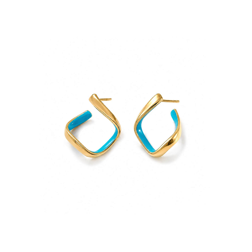Square Enamel Huggie Hoop Earrings