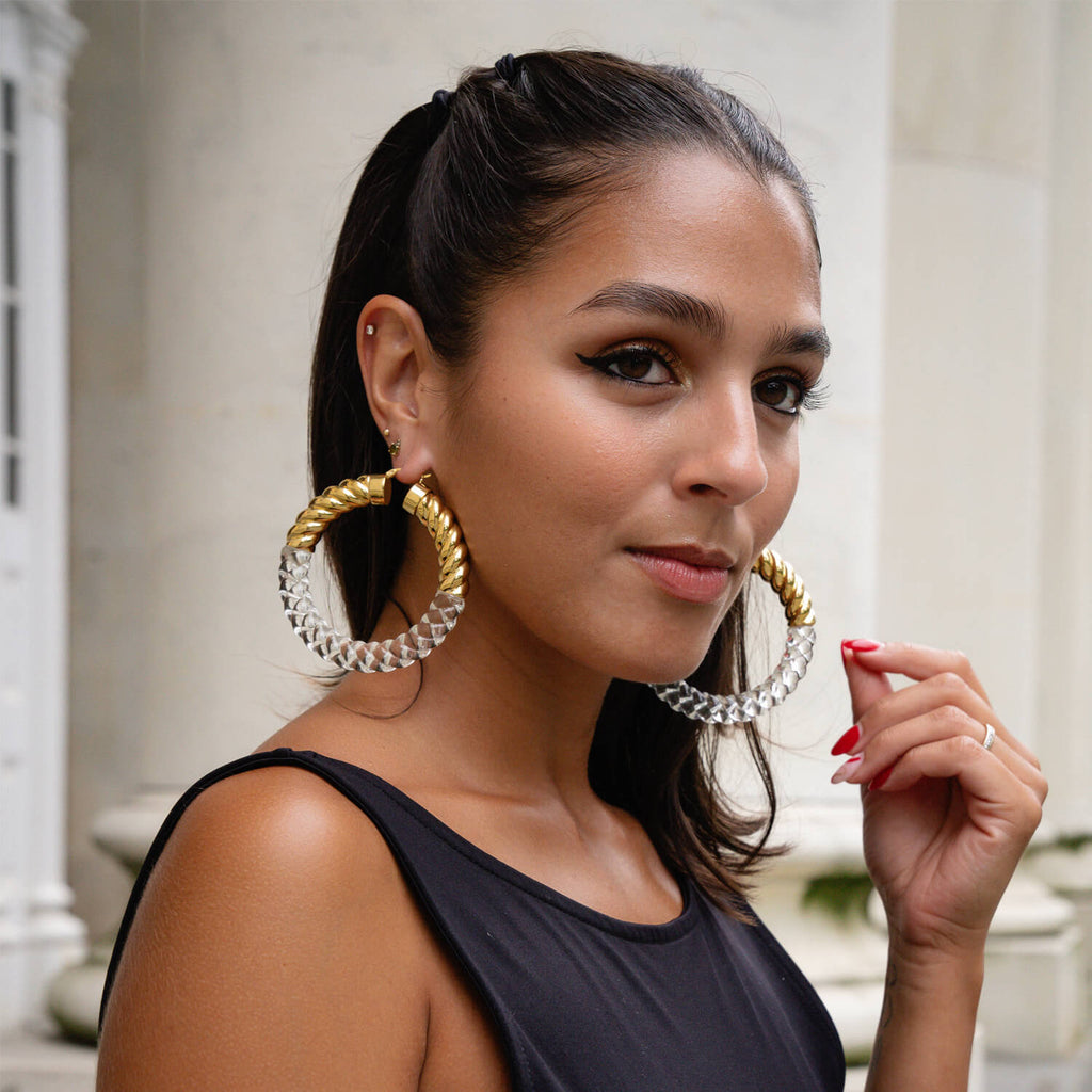 XL Clear Chunky Rope Hoop Earrings