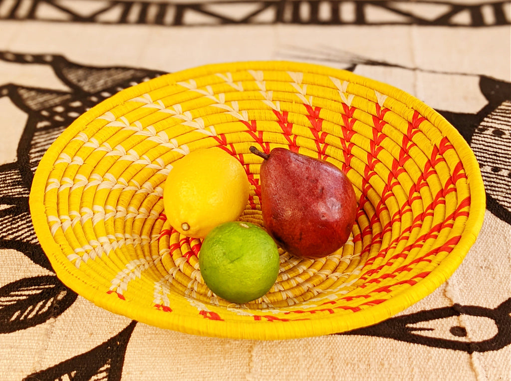 Yellow Woven African Wall Baskets Set of 2
