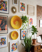 Yellow Woven African Wall Baskets Set of 2