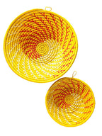 Yellow Woven African Wall Baskets Set of 2
