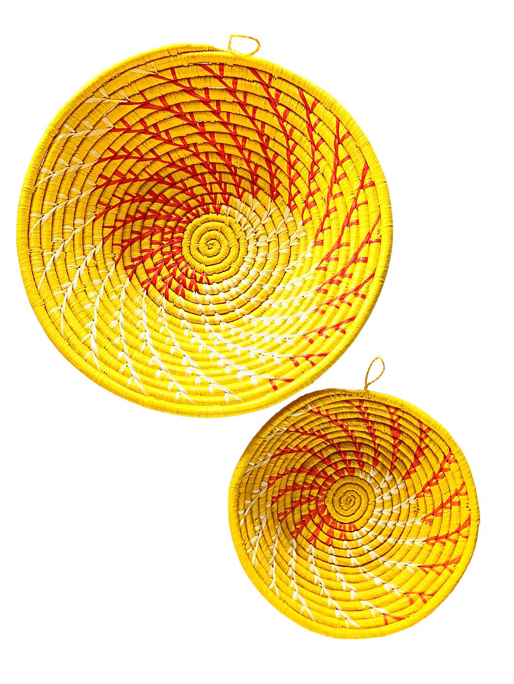 Yellow Woven African Wall Baskets Set of 2